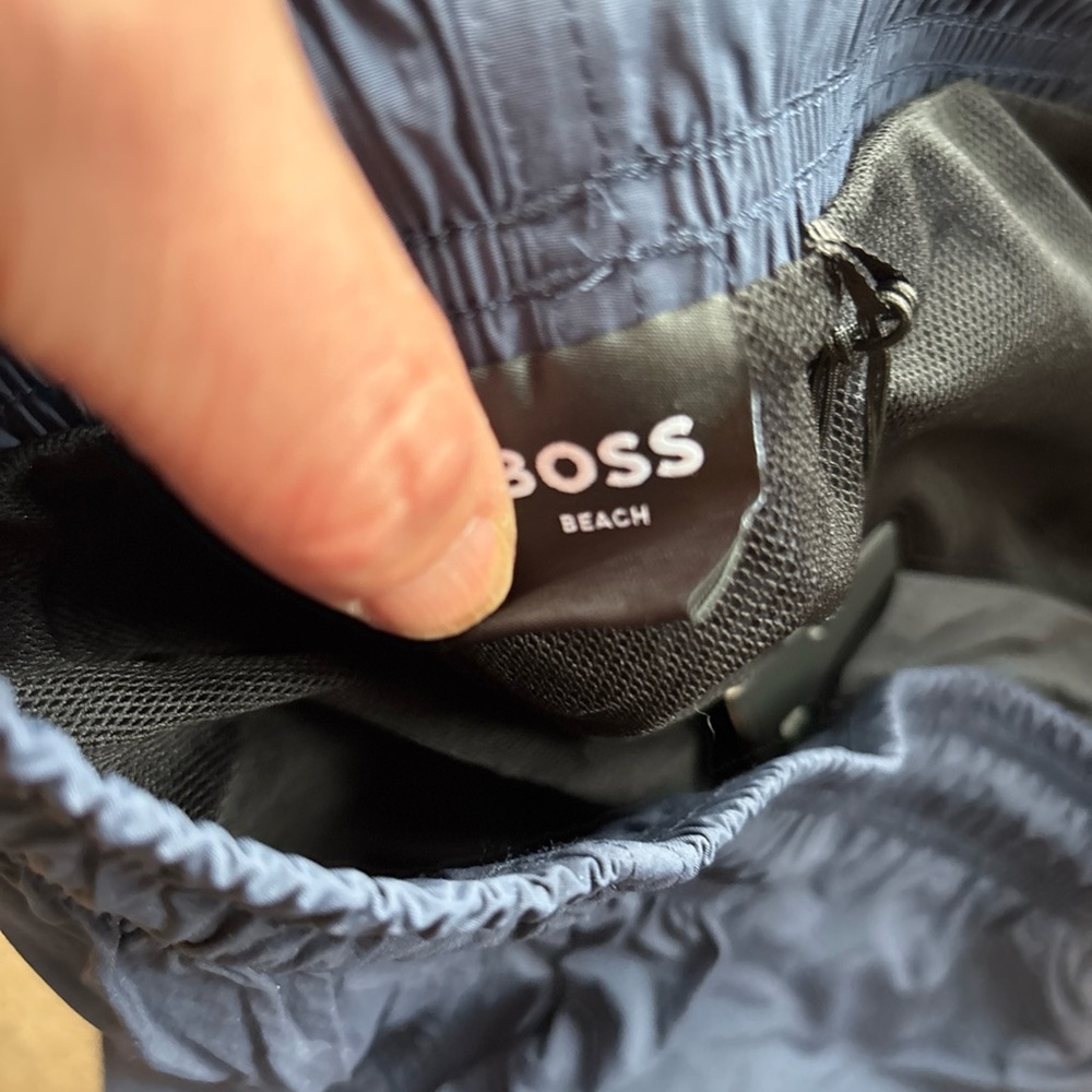 NEW BOSS Beachwear by Hugo Boss Logo Swim Trunks Board Shorts XX Large Blue 5" - Picture 5 of 5